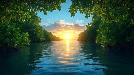 Peaceful Mangrove Swamp Reforestation Efforts Near Avellana Beach in Costa Rica Highlighting NatureÆs Beauty