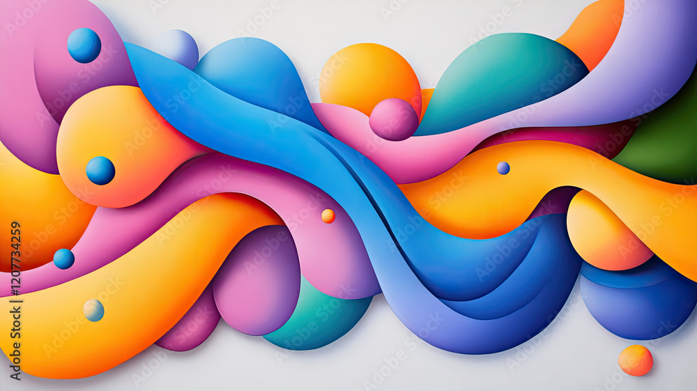 Poster colorful abstract 3d illustration with flowing shapes and vibrant gradients, creating dynamic and en