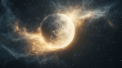 Fototapeta premium Luminous full moon design surrounded by an infinite array of glittering starlight wallpaper image