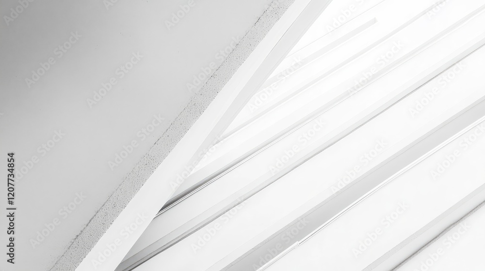Poster abstract minimalist geometric composition featuring soft white lines and shades of gray, capturing l