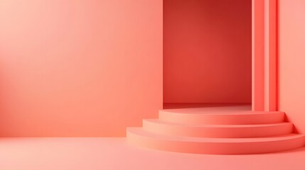 Obraz premium Light coral background with a smooth gradient effect and an empty area for product placement