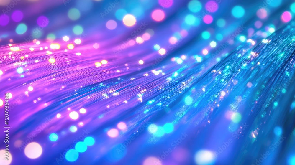 Poster abstract representation of vibrant blue and pink light trails with soft bokeh effects, emphasizing d