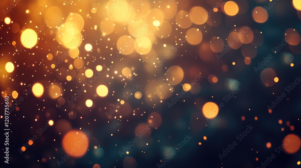 Poster glowing festive backdrop with bokeh effects and soft blurred lights creating a warm holiday atmosphe