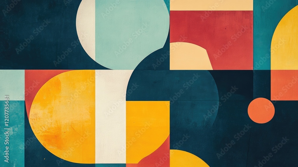 Aufkleber colorful minimalist abstract artwork with geometric shapes and soft textures creating a modern artis