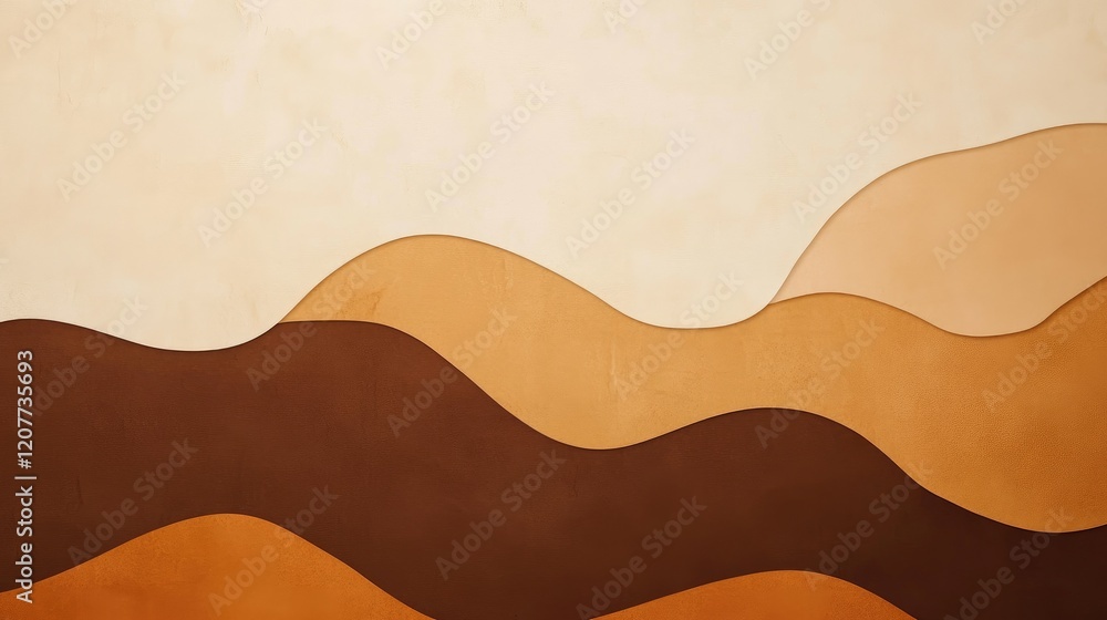 Poster minimalist abstract earthy brown tones background with smooth flowing shapes for modern design proje