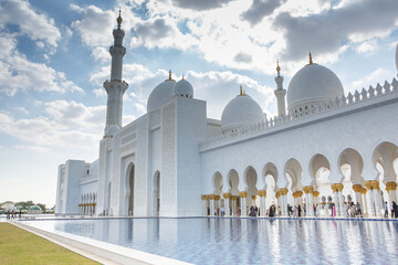 photo of the great mosque in Abu Dhabi, the capital of the United Arab Emirates. The symbol of the...