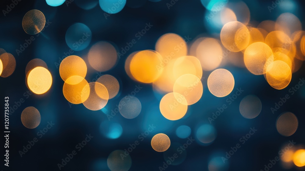 Poster soft bokeh lights in warm shades of orange and blue creating a dreamy and abstract background for cr