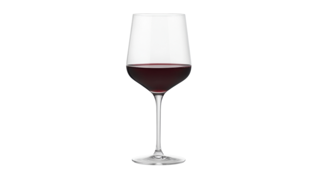 Elegant Red Wine Glass Filled with Deep Red Wine Isolated on a Clean Background, Perfect for Wine Lovers, Gastronomy Enthusiasts, and Culinary Professionals