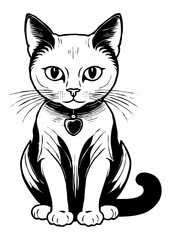Obraz premium Cat . Animal black and white illustration . Logo design, for use in graphics.