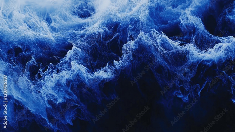 Aufkleber abstract dark blue and indigo waves creating a minimalist background for artistic and elegant design