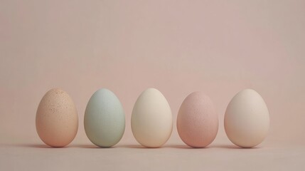 Elegant Display of Softly Colored Easter Eggs in Minimalist Style on Neutral Background