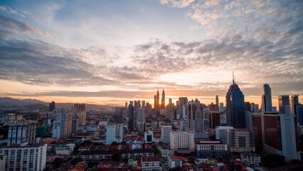 Beautiful sunrise in the capital of Malaysia kuala lumpur.