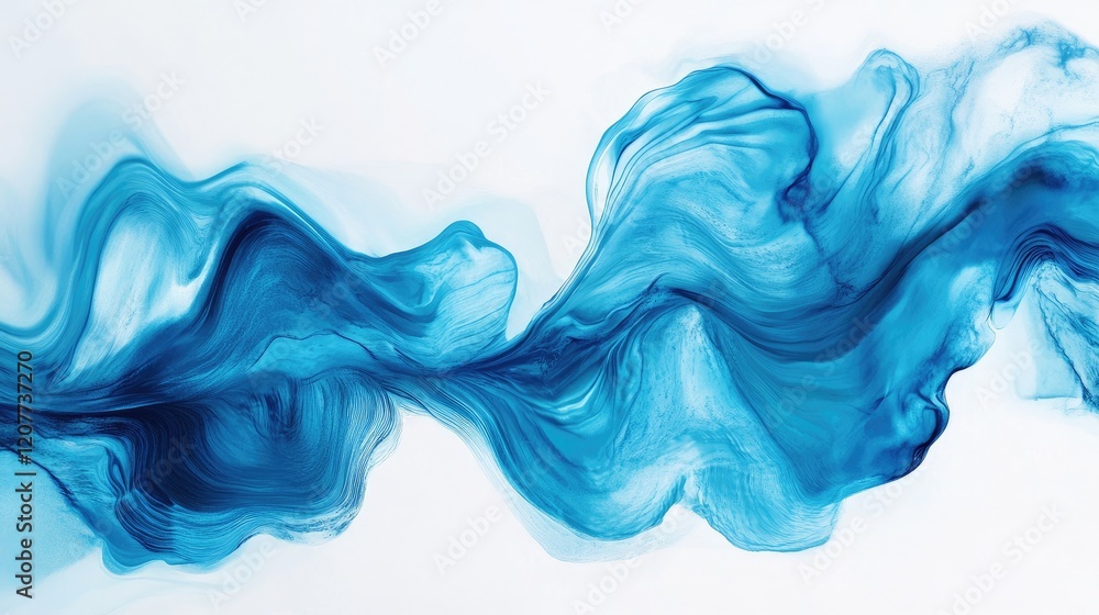 Poster serene abstract blue waves creating a minimalist artistic background design