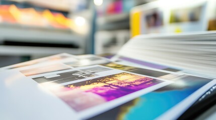 Integrated Health Promotion Materials Showcased in Colorful Print Dual Displays Featuring Vibrant Sunset and Coastal Imagery in a Studio Environment