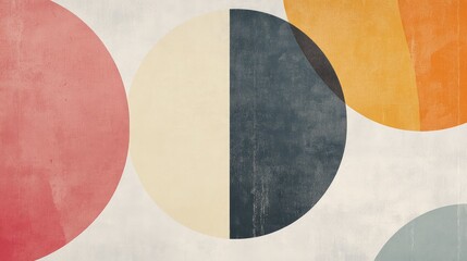 Minimalist Abstract Wallpaper Showcasing Geometric Shapes in Soft Earthy Tones