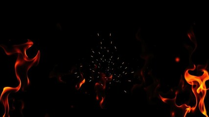 Black flames with sparks rising from the center create a dynamic and ominous background, generative AI art, black spiral flame