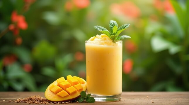 Enjoying a refreshing Mauritian mango lassi on a sunny day