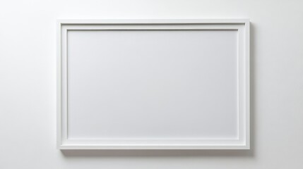 Minimalist white framed painting against a clean white background showcasing simplicity and elegance in contemporary art decor