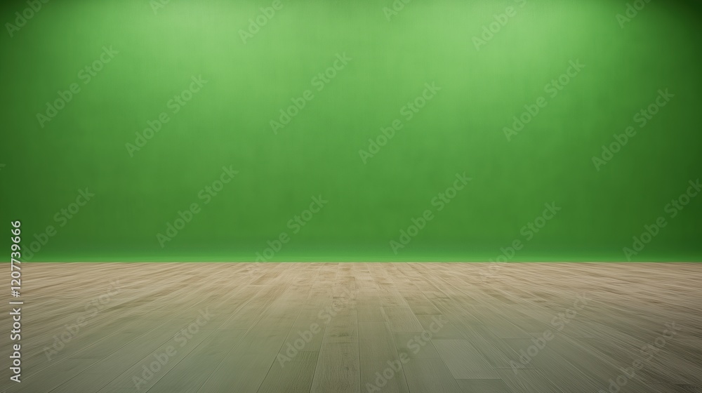 Poster empty stage with green backdrop and professional lighting for versatile event productions