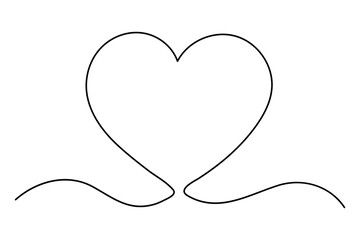 Minimalist continuous one line drawing of a heart outline for modern designs
