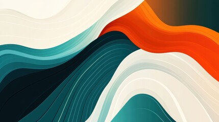 An abstract banner design featuring a grainy gradient wave background in teal, orange, and dark tones.