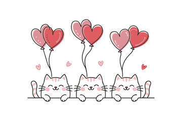 Purr-fect Valentine Cats Hearts and Love