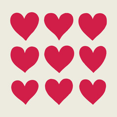 Heart icon sketch doodle illustration set. Black and white collection. Romantic Heart bonds. Feeling love. Silhouette of red heart. Everlasting beating heart.