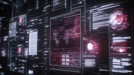 Obraz premium An immersive futuristic document management system interface, showcasing advanced features and a sleek, high-tech design.