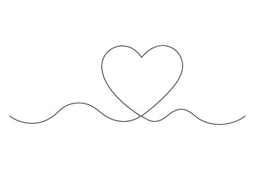 Minimalist continuous one line drawing of a heart outline for modern designs
