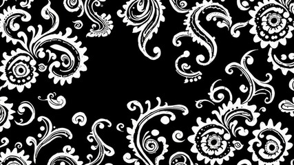 Black and white paisley print for fashion design, graphic, pattern, fabric