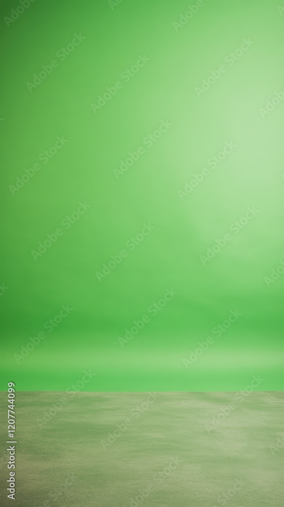 Poster green screen setup for interview environment with smooth backdrop for professional video and photo p