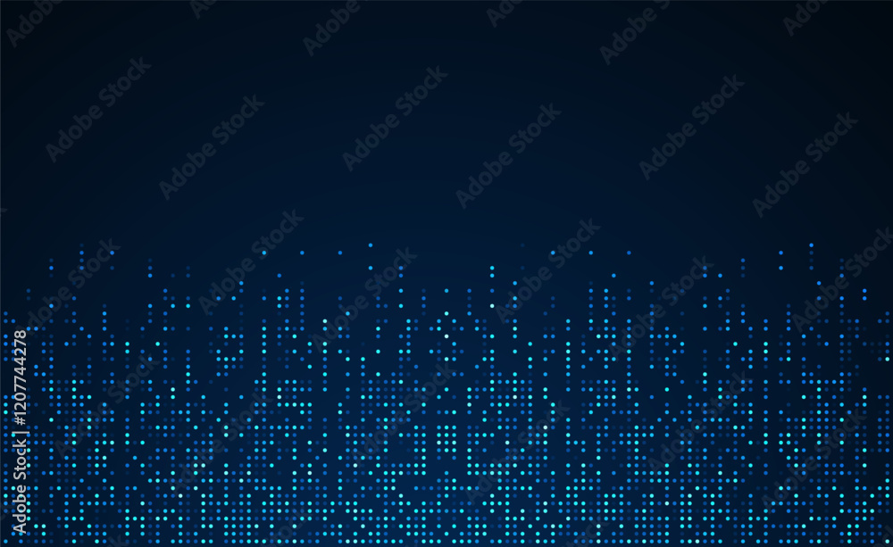 Poster digital technology background. digital data dots blue pattern pixel background