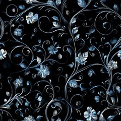 Seamless Pattern - Elegant floral pattern on dark background