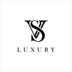 initial serif VS logo or SV icon monogram luxury concept font design template