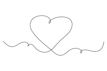 Minimalist continuous one line drawing of a heart outline for modern designs
