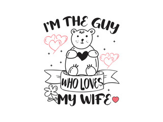 heartwarming husband wife love graphic t shirt design with adorable bear