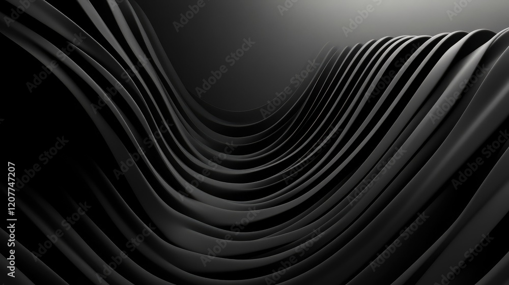 Poster elegant black abstract waves in minimalist design suitable for modern backgrounds and visual project