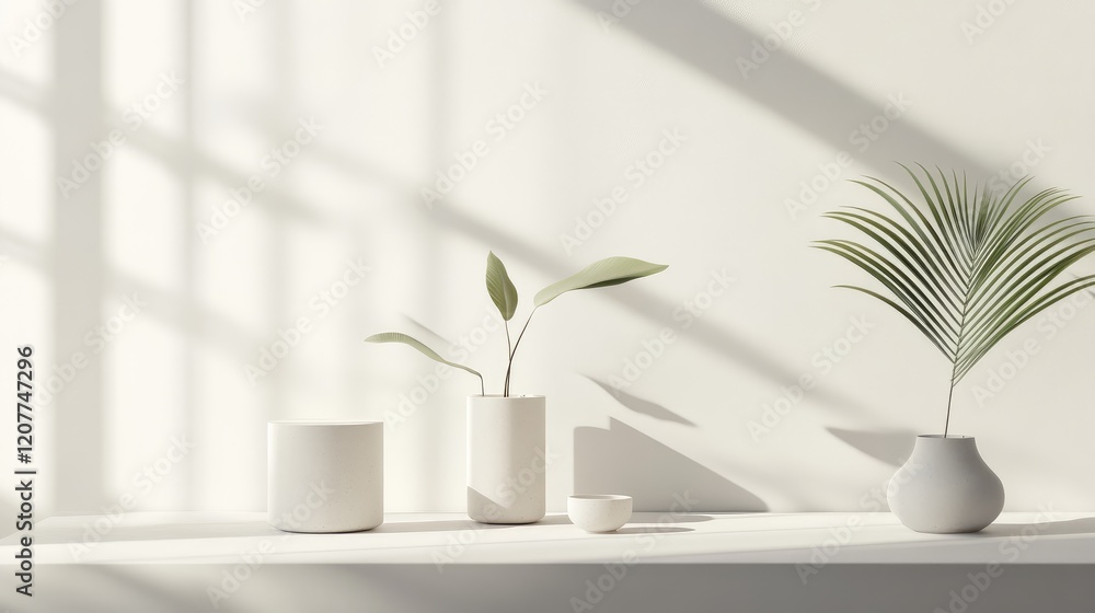 Aufkleber minimalist backdrop showcasing clean lines and natural elements enhancing product visibility for mod