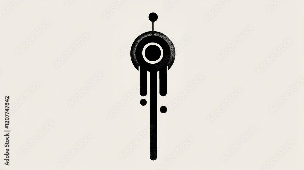 Poster minimalist black and white design showcasing a stylized lock symbol against a soft beige background 