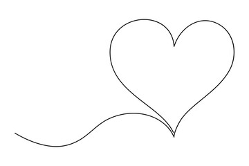 Minimalist continuous one line drawing of a heart outline for modern designs
