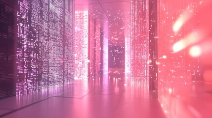 Digital Cityscape: A Futuristic Neon Corridor