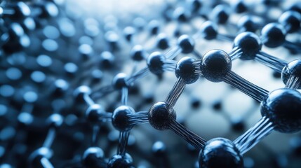 Close-up view of interconnected black nanostructures against a soft-focus blue background, highlighting micro rod-shaped particles and their arrangement.