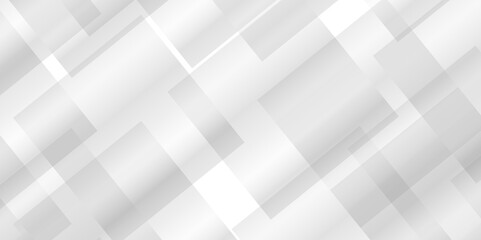 Abstract white and grey background with diamond and triangle shapes layered in modern abstract pattern design. Decorative web layout or poster, banner. White grey background vector design.