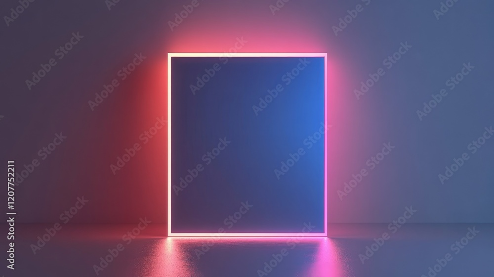 Poster neon gradient frame with vibrant colors illuminating a dark background for modern design and art pre