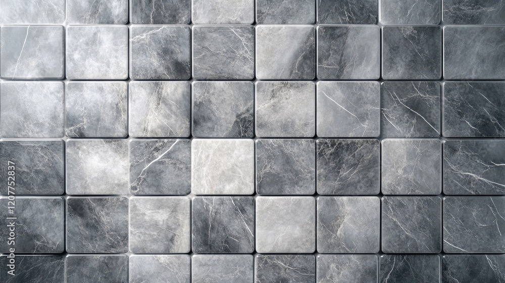 Poster glossy gray square tiles arranged in a seamless pattern creating an elegant and modern background fo