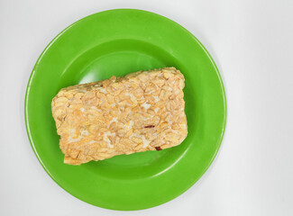 Soybean tempeh. Tempeh is a typical Indonesian food made from fermented soybeans mixed with yeast.