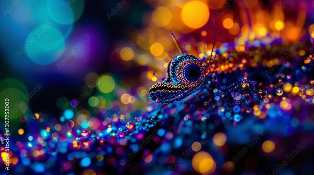 Poster a colorful, textured surface with a vivid, abstract pattern of lights and colors, giving it a striki