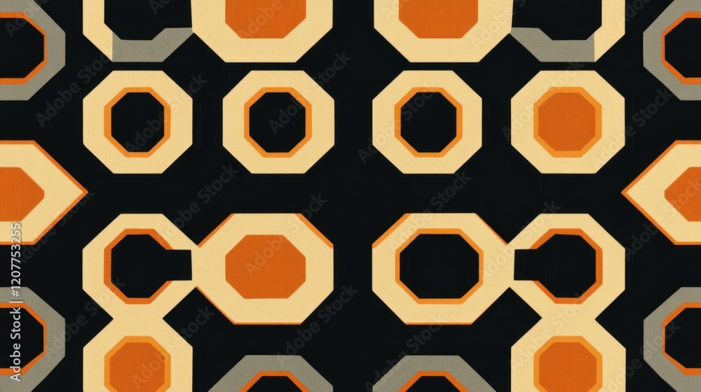 Poster geometric pattern with hexagons and circles in bold colors