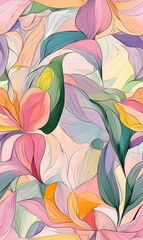 Fototapeta premium Creative Seamless Pattern 2D Doodle Floral Illustrations for wallpaper, card, tile.