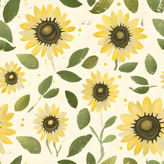 Creative Seamless Pattern 2D Doodle Floral Illustrations for wallpaper, card, tile.